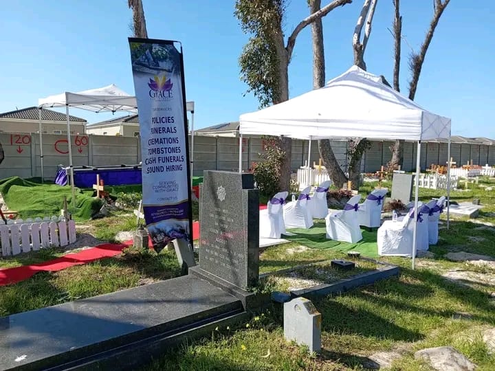 Cemetery Memorial Service with Grace Banner