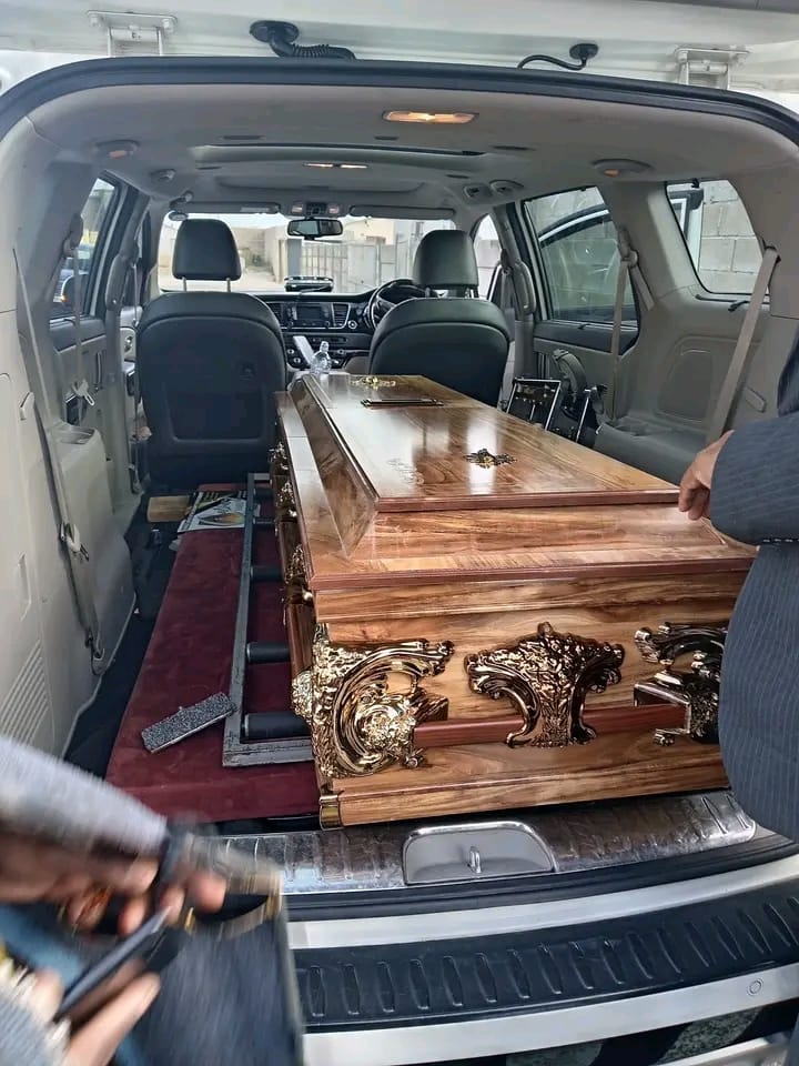 Premium Wooden Casket with Ornate Gold Handles